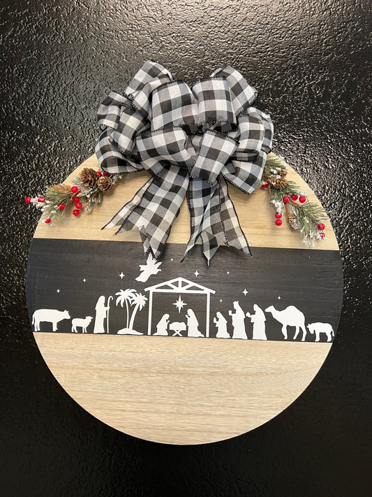 Round Nativity Door Sign