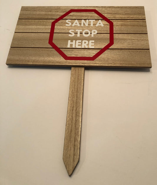Santa Stop Sign Garden Stake