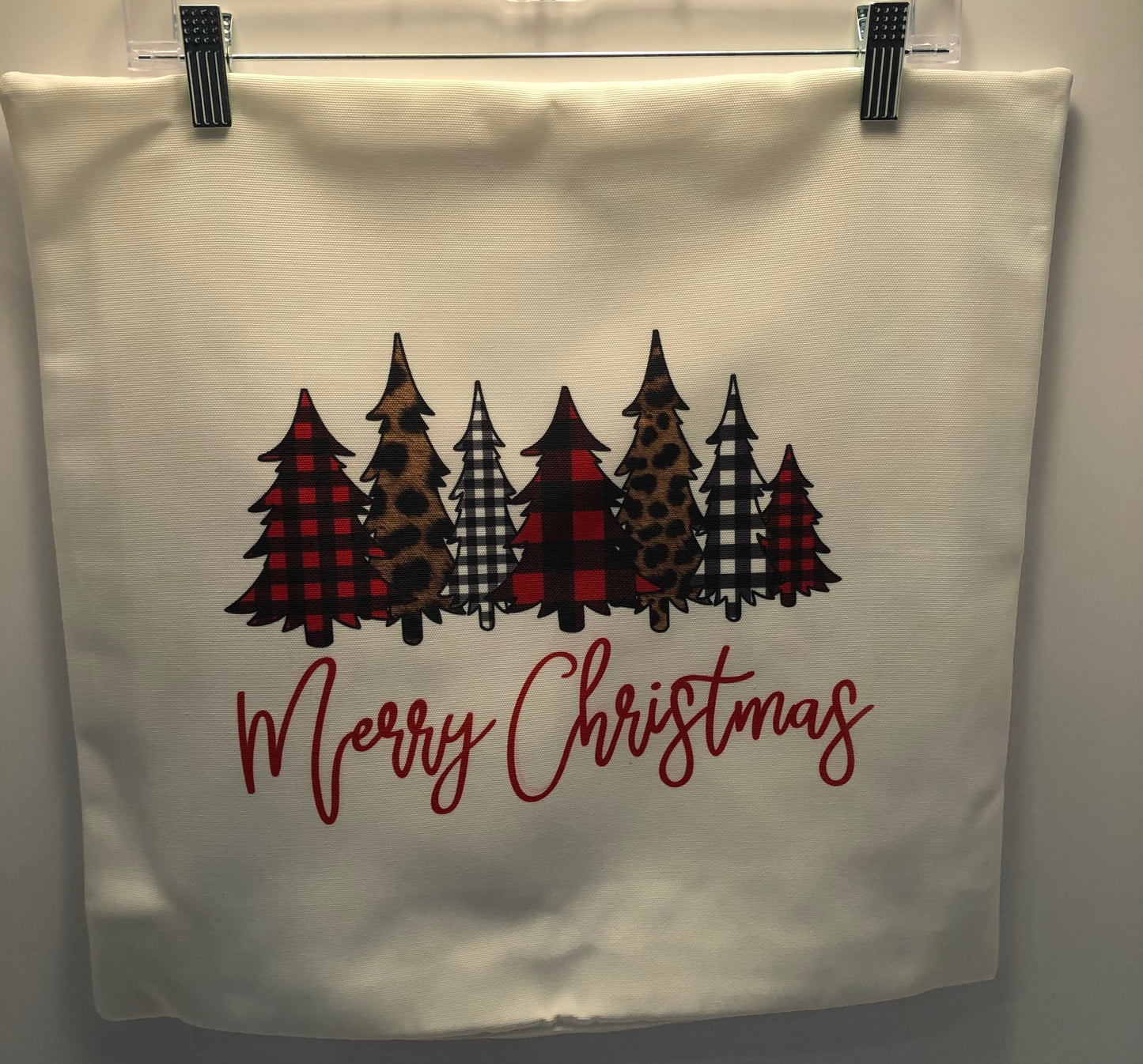 Red Merry Christmas Trees Pillow Cover