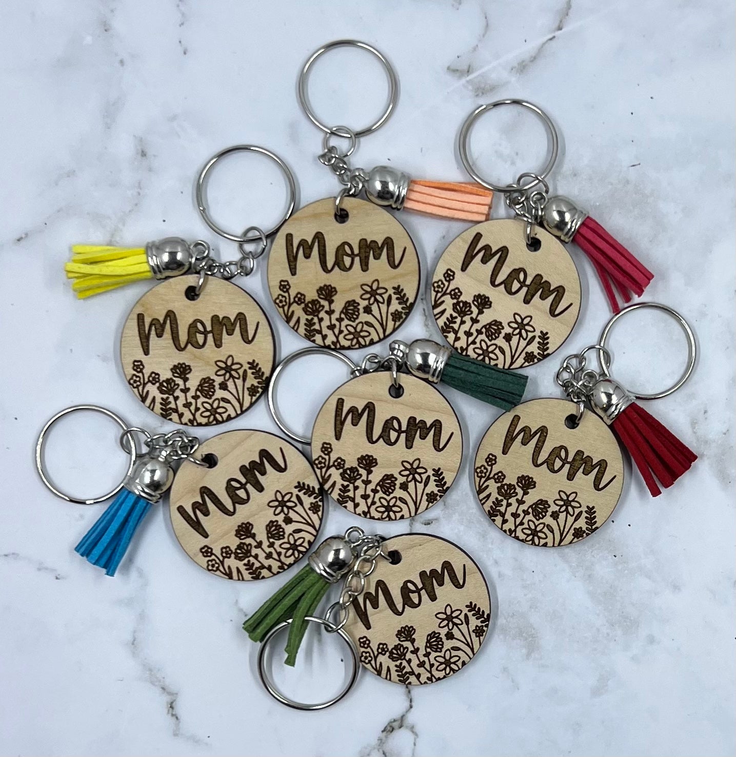 Mom Floral Keychain