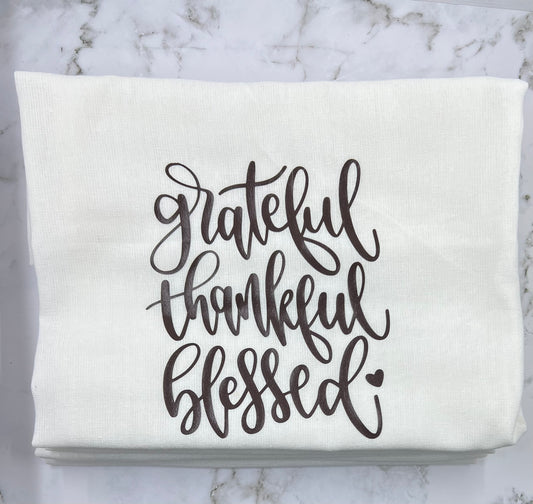Grateful, Thankful, Blessed Dish Towel