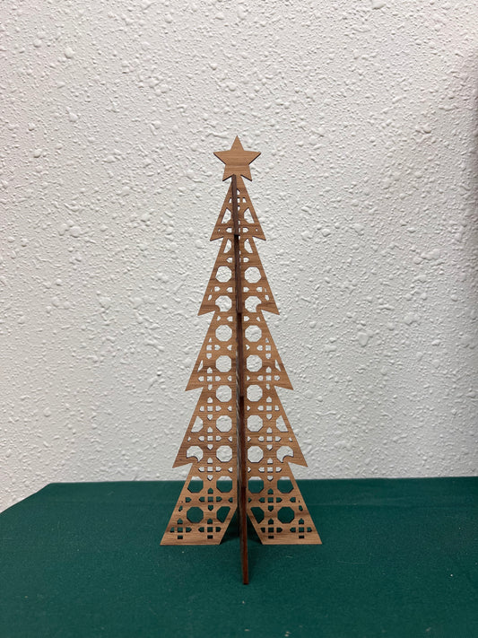 3D Rattan Cane Christmas Tree Shelf Sitter 10” high