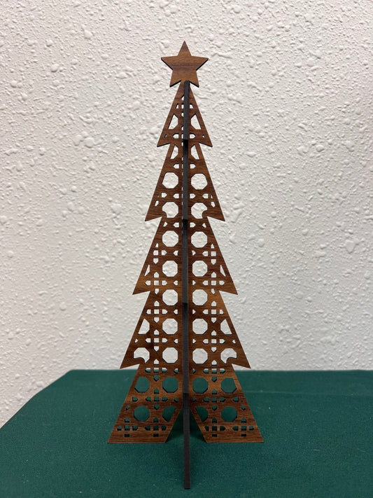 3D Rattan Cane Christmas Tree Shelf Sitter 10” high