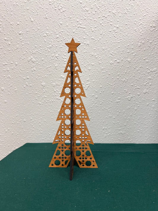 3D Rattan Cane Christmas Tree Shelf Sitter 8”