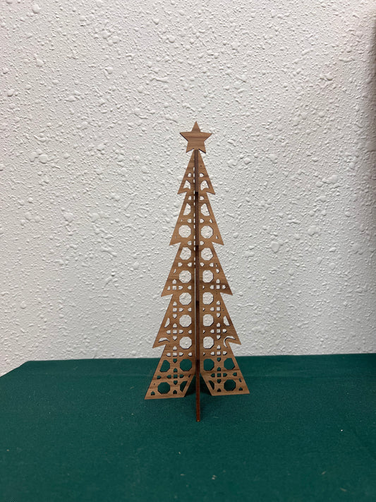 3D Rattan Cane Christmas Tree Shelf Sitter 9”