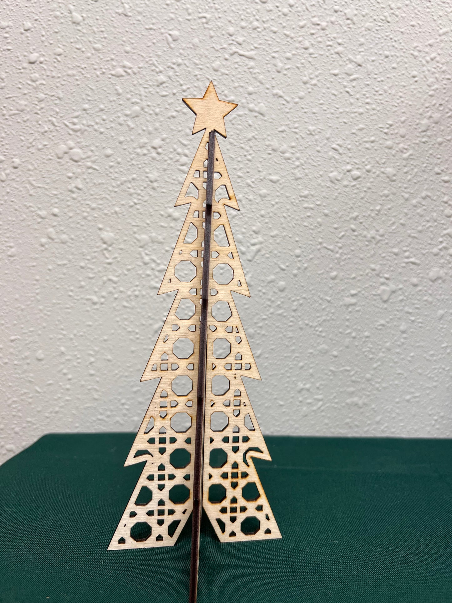 3D Rattan Cane Christmas Tree Shelf Sitter 9”