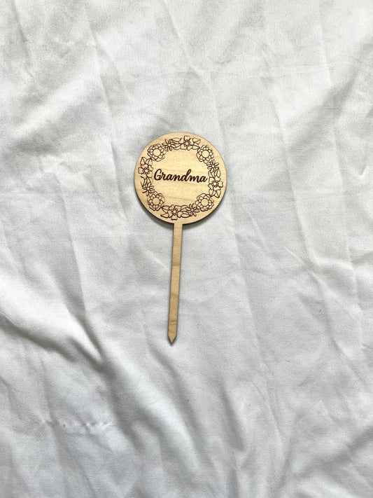 Round Grandma Plant Stake