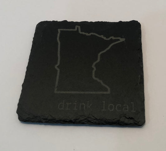 Minnesota Drink Local Slate Coaster