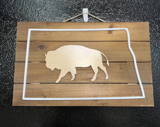 ND Bison Med Brown Sign