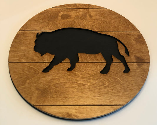 Bison Cutout Wood Sign