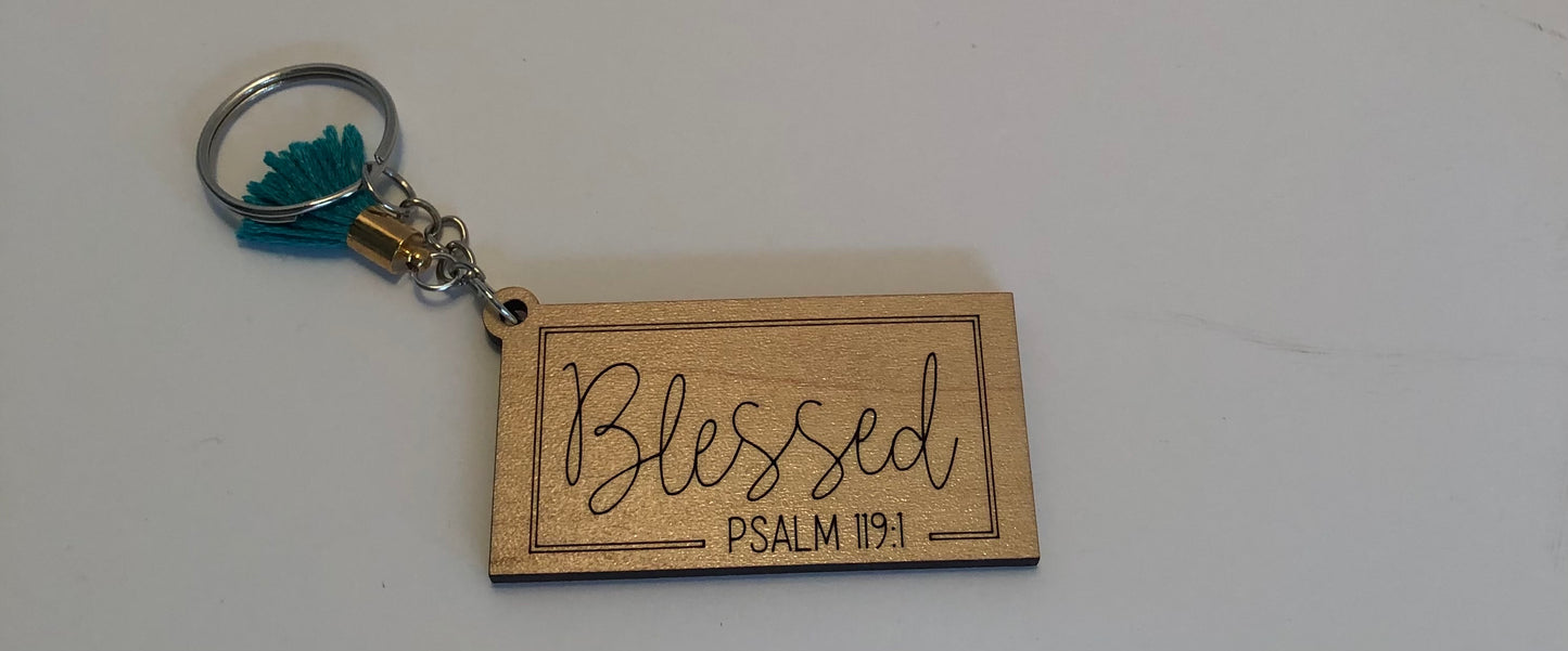 Cursive Blessed Key Chain