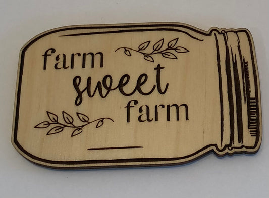 Mason Jar Magnet Farm Sweet Farm