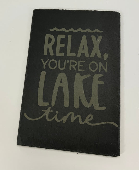 Relax on Lake Time Slate Charcuterie Board