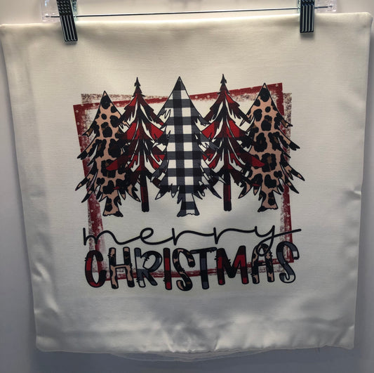 Plaid Merry Christmas Pillow Cover