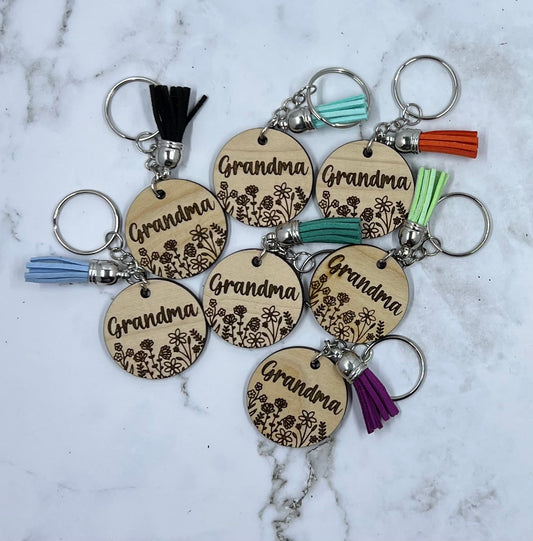 Grandma Floral Keychain