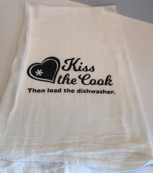 Kiss The Cook Flour Sack Dish Towel