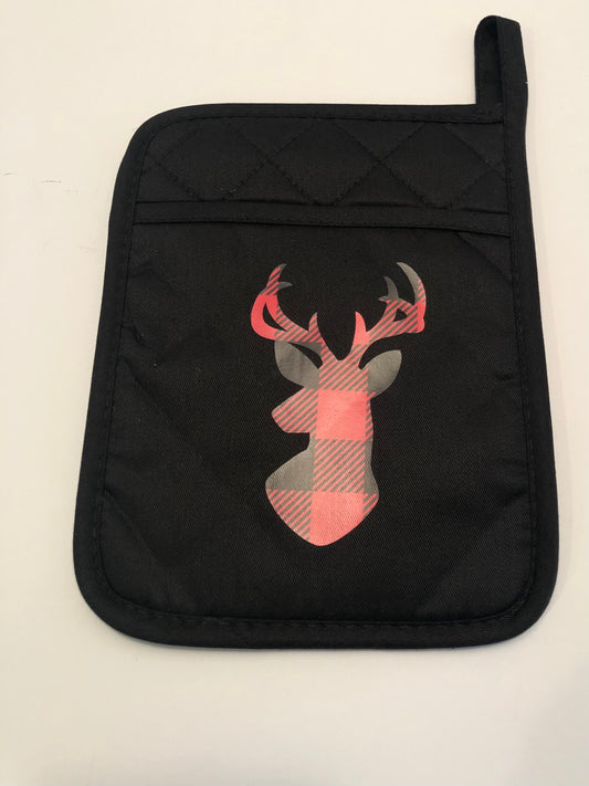 Plaid Reindeer Pot Holder