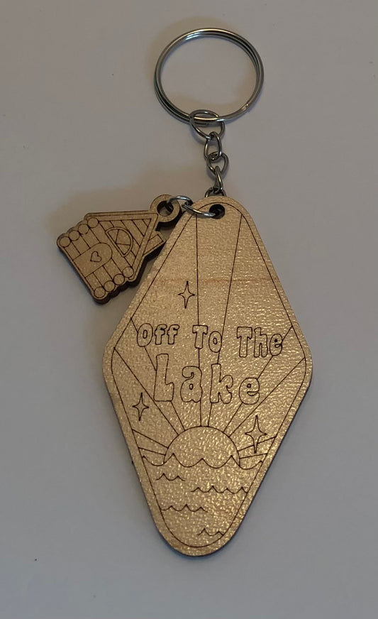 Lake Key Chain with House Charm