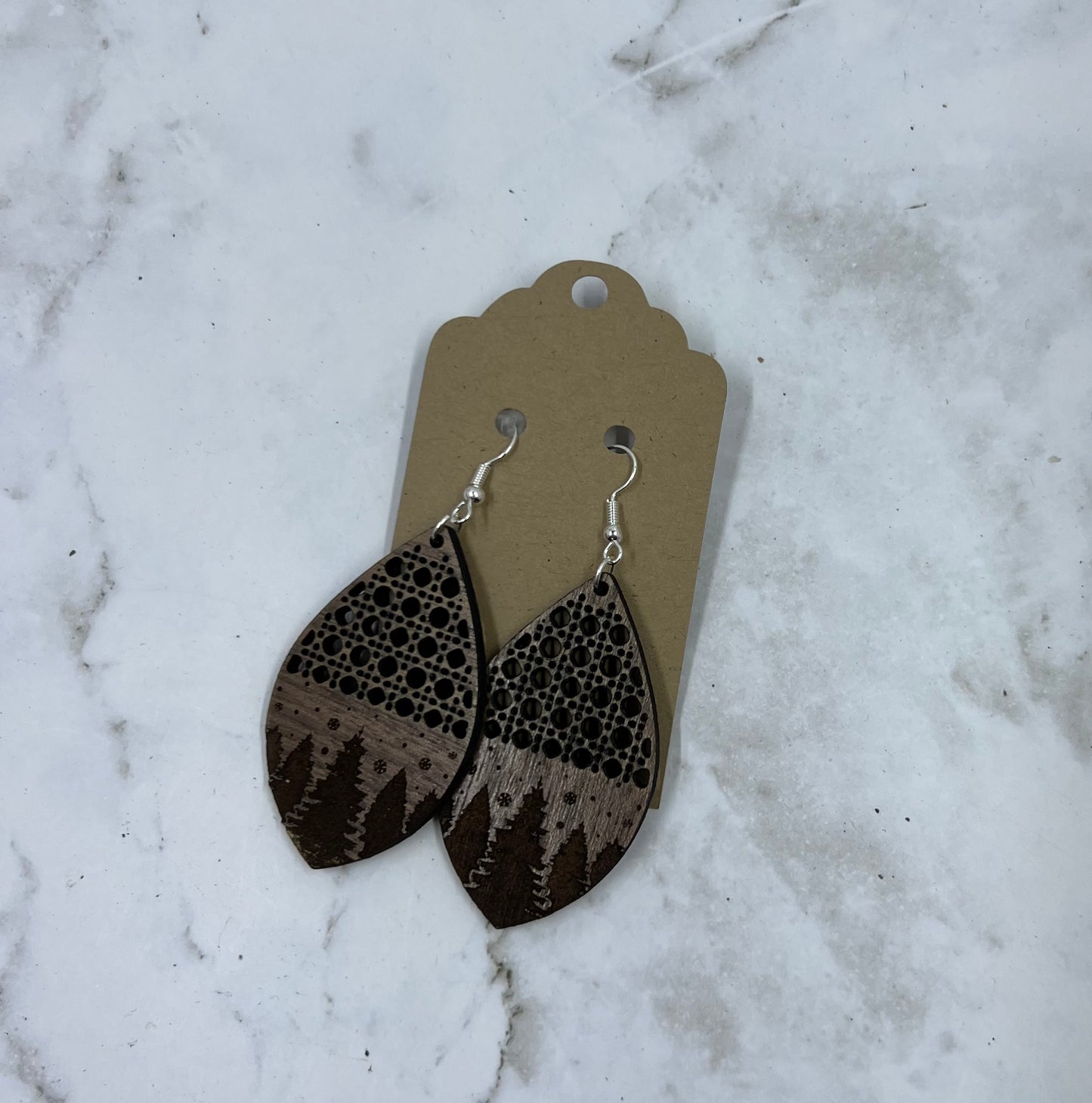Winter Scene Boho Earrings Walnut