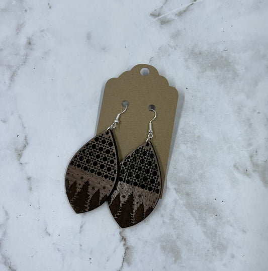 Winter Scene Boho Earrings Walnut