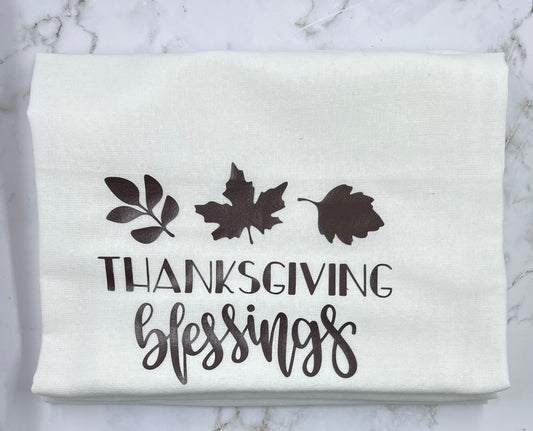 Thanksgiving Blessings Leaves Dish Towel