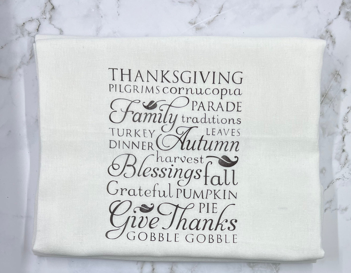 Thanksgiving Words Dish Towel