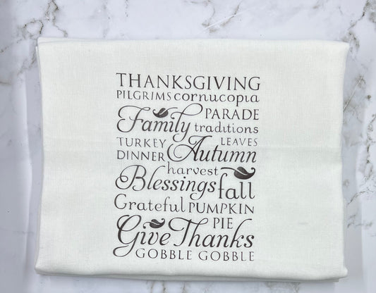 Thanksgiving Words Dish Towel